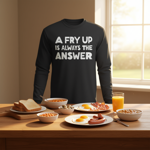 Camiseta de manga larga con el letrero 'A Fry Up Is Always The Answer' y el slogan 'Full English Breakfast' - Product Image 3