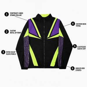 XINHUI Unisex Colorblock Fleece Full Zip Long <b>Jacket</b> Ribbed Cuff Summer Streetwear Custom OEM ODM Wholesale Bulk Waterproof - Product Image 2