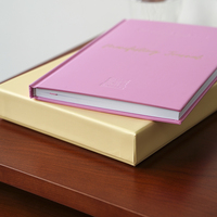 Carnet de gratitude et de manifestation A5 personnalisé avec logo, couverture rigide en lin rose, pour l'amélioration personnelle et la pleine conscience