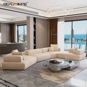Conjunto de sofá italiano de lujo GIO, sofá seccional lineal de cuero suave y cómodo para sala de estar de lujo. - Product Image 1