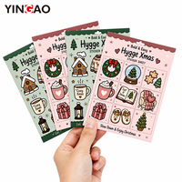 Feuille d'autocollants en vinyle personnalisés, décorations de Noël Cozy Girl, autocollants adhésifs imperméables, Kawaii Hygge, scrapbooking, emballage cadeau