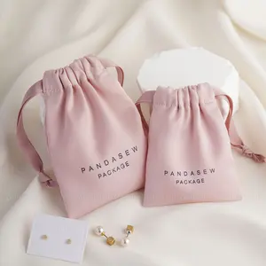 PandaSew Luxury Pink Gift Package Dense Silk Satin Drawstring Bag For Jewelry Pouch