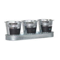 Ensemble de jardinières pour plantes aromatiques d'intérieur et d'extérieur Pots de plantes en métal avec rebord de fenêtre et plateau Pots polyvalents pour herbes aromatiques et fleurs