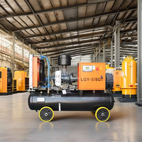 Compresseur d'air à vis mobile électrique à double réservoir de gaz portable LGY2.8/8 à faible consommation d'huile, garantie d'un an