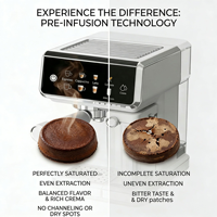 Machine à expresso semi-automatique en acier inoxydable électrique, petite cafetière pour l'art du latte, style italien, usage domestique