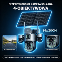 Cámara Solar Wistino 365 Días con Zoom 99X AOV, Cámara IP para Gasolinera, Seguridad Perimetral, Grabación Continua, Resistente a la Intemperie
