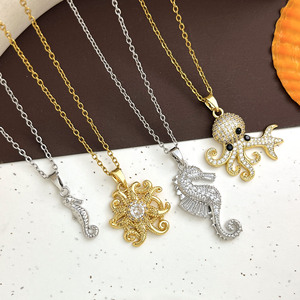 Cute Animal Pendant Necklaces Zinc Alloy Cubic Zirconia Gold Plated Silver <b>Chain</b> Unisex Jewelry Gift - Product Image 3