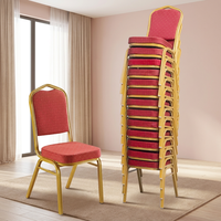 Chaises de banquet modernes empilables en métal rouge et or pour événements, mobilier de luxe pour hôtels et mariages