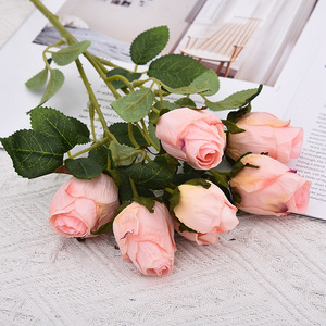 <b>Artificial</b> Rose <b>Bouquet</b> 7 Heads Off White Wine Red Autumn Pink Retro Orange High Fidelity Long Lasting Wedding Home Decoration - Product Image 4