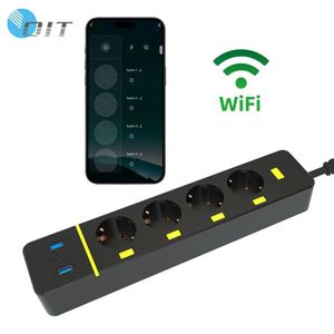 Tira de alimentación de <span class=keywords><strong>enchufe</strong></span> inteligente de 4 salidas, 1,8 m, cable de la UE, 30W, PD, 2, 2, 2, 2, 16A, clasificación CN estándar para uso Industrial, <span class=keywords><strong>WiFi</strong></span> Zigbee - Product Image 5
