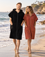 Peignoir de surf personnalisé avec fermeture éclair avant, en coton éponge premium, poncho de plage à capuche, marque privée OEM
