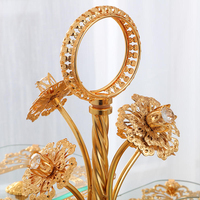 Chinese Stijl Huisdecoratie Nieuw Ontwerp Deluxe Exquise Elegante Fruit Snack Tray Bruiloft Cadeau Gouden Glasplaat