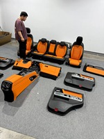 Housses de siège avant de voiture en cuir, toutes saisons, style luxueux, protection, couleur orange et noir