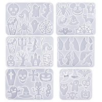 Moule en silicone YS DIY pour colle cristalline, thème Halloween (Toile d'araignée, Fantôme, Crâne, Citrouille), pour la création de boucles d'oreilles, pendentifs, épingles à cheveux et bijoux