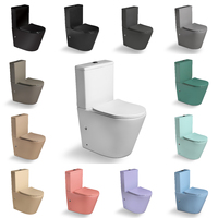 WC moderne en céramique rose mat, deux pièces, à poser au sol, prix abordable, pour salle de bain