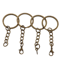 Aksesoris Gantungan Kunci DIY Bulat Ringan 25/30mm dari Logam, Cincin Kunci Paduan Seng dengan Pengait Lobster dan Rantai, Cetak UV