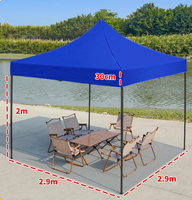Tente de réception pliable 3x3 m (10x10 pi) imperméable pour extérieur, coloris rouge, bleu, blanc, grand modèle, auvent pop-up pour événements et salons professionnels de 5 m