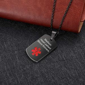 Collar con Colgante de Alerta Médica Grabado Personalizado, Tarjeta de Identificación de Emergencia de Acero Inoxidable para Pacientes Cardíacos, Información de Alergias y Medicamentos - Product Image 4