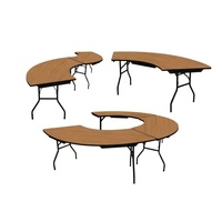 Table de banquet demi-lune en forme de S, table pliante en croissant, table à tréteaux courbée en contreplaqué, écologique, durable, pour événements en plein air