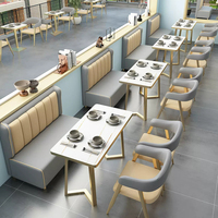 Ensemble de table et chaises de salle à manger en pierre frittée, style moderne, pour hôtel, café, restaurant musical, bar à canapés, restaurant à thème
