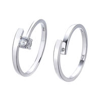 Bague de couple pour hommes et femmes personnalisée Bague en argent sterling 925 avec zircon et diamant pour mariage et fiançailles