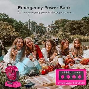 Rechargeable 20000mAh Outdoor Camping Fan Desk Table Fans with Power Bank LED <b>Light</b> USB Portable for Car Household RV - Product Image 6