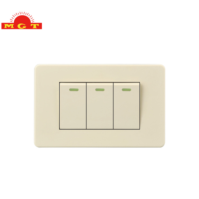 High Quality Wholesale Beige 3 Gang 2 Way USA Standard Light Electrical Switch Wall Switches for Home Office Office