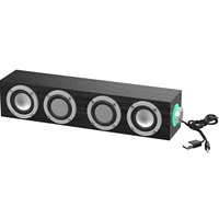 Q-E3367 Barre de son rétro en bois grainé 10W avec basses, Bluetooth 5.4/Haut-parleur USB pour ordinateur de bureau, jeux et bureau