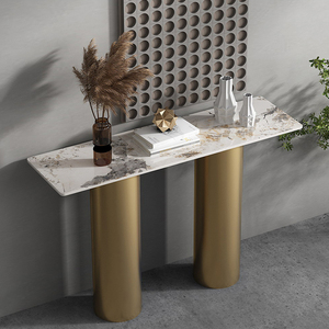 Pieds en acier inoxydable de conception simple, <span class=keywords><strong>table</strong></span> de <span class=keywords><strong>console</strong></span> noire et dorée, mobilier de salon moderne, <span class=keywords><strong>table</strong></span> d'entrée - Product Image 3
