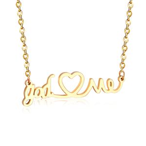 Collana Personalizzabile con Nome in Acciaio Inossidabile Placcato Oro 18K, Gioielli Minimalisti con Ciondolo a Cuore Trendy per Donne - Product Image 1