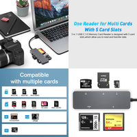 Lector de tarjetas CFast de lectura simultánea USB C + A CFast 2,0 Tipo-C y 3,0 5Gbs Adaptador de tarjeta de memoria CFast para SanDisks