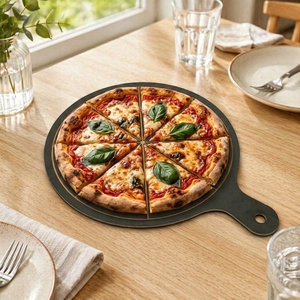 Tablas Redondas <span class=keywords><strong>de</strong></span> Fibra <span class=keywords><strong>de</strong></span> Madera Natural para Servir <span class=keywords><strong>Pizza</strong></span>, Se Pueden Usar como Bandeja para Charcutería, Tabla para Quesos, Plato para Postres - Product Image 1