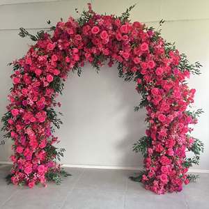 Arche de fleurs rouges pour mariage D-UFA057, très demandée, arche de roses, verdure artificielle, arche de fleurs en soie pour décoration d'événements - Product Image 4