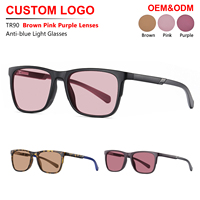 Lunettes anti-lumière bleue Sunray Wholesale haut de gamme unisexe pour adultes, monture TR90 pleine monture, verres marron rose et rose pâle, pour hommes et femmes