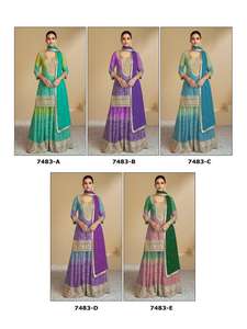 Vêtements et accessoires Vêtements ethniques Costume palazzo entièrement cousu Florence avec dupatta pour mariage et fête - Product Image 6