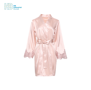 Vendita all'Ingrosso di Vestaglie Lunghe Stile <span class=keywords><strong>Kimono</strong></span> per Donne, Sposa e Damigelle, in Raso, per Feste Nuziali - Product Image 2
