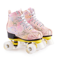 Vente en gros de patins à roulettes en cuir à double rangée pour adultes, personnalisables, avec roulements ABEC-7 et roues en PU