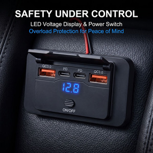 Chargeur USB étanche 4 ports QC3.0 à charge rapide avec affichage <span class=keywords><strong>de</strong></span> tension 12-24V pour bateau marin - Product Image 4