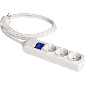 Toma de corriente de 3 entradas con cable, incluye interruptor y base; ideal para conectar dispositivos eléctricos de forma segura. - Product Image 1