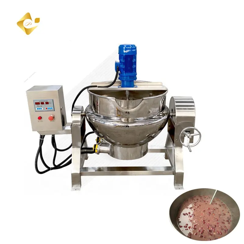 Endüstriyel otomatik pişirme karıştırıcı 50l-1000l reçel şili biberli sos pişirme karıştırma çift buhar ceketli su ısıtıcısı karıştırıcı