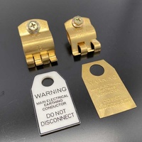 Pince de terre robuste de type AUS en laiton/cuivre avec surface jaune, certifiée ISO9001 pour conducteurs de 6 à 16 mm²