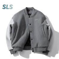 Veste universitaire en laine mélangée pour hommes logo personnalisé hiver chaud Streetwear Stand coupe-vent écologique épais manteau de baseball de haute qualité
