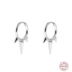 Pendientes de Aro Geométricos Brillantes de Plata de Ley S925, Pendientes Versátiles de Estilo Hipster Europeo y Americano - Product Image 5