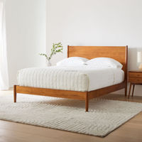 Lit double moderne en bois massif en chêne lit queen size cadre de lit de chambre à coucher en option couleur bois massif pour la maison