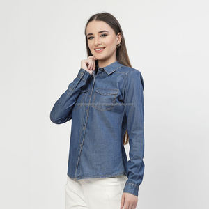 Nardon Apparel mujer 2025 primavera nueva moda Casual blusas de mezclilla Vintage Camisas manga larga de mezclilla femeninas - Product Image 6