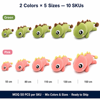 Coussin Dinosaure en Coton PP Ultra Doux Personnalisé de 51-150 cm, Jouet en Peluche Anti-Stress, Cadeau Unisexe en Gros