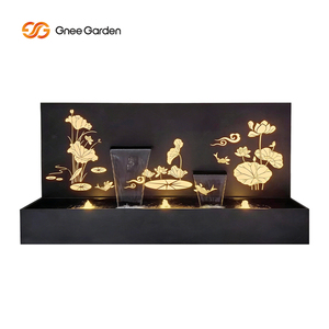 น้ำพุติดผนังกลางแจ้งแบบโมเดิร์น Gnee Garden พร้อมไฟ LED โครงเหล็กชุบสังกะสี ผิวสัมผัสธรรมชาติ ทนทานต่อสภาพอากาศ ติดตั้งบนพื้น - Product Image 5
