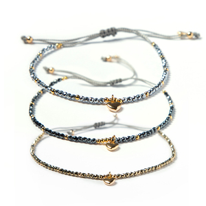 Moda 2mm <span class=keywords><strong>hematita</strong></span> piedra ajustable trenza cuerda pulsera para las mujeres y las niñas - Product Image 2