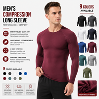 T-shirt de sport pour homme à manches longues, personnalisé OEM/ODM, col rond, ajusté, extensible, avec détails de couture, idéal pour le fitness, la course et l'entraînement en salle de sport