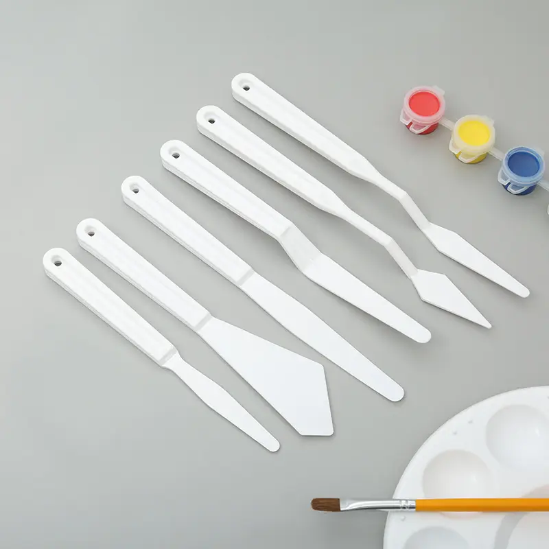 Pigment palet bıçağı altı set yeni yağlıboya bıçak kazıyıcı boyama yardımcı aracı palet sanatçı boyama bıçak toptan